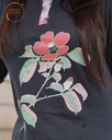 Floral Print Black Long Polo Pajama (MTPS1v04)