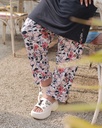 Floral Print Black Long Polo Pajama (MTPS1v04)