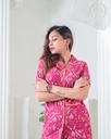 Floral Maroon Print - Front Open PJ Set