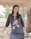 Floral Print Black Long Polo Pajama (MTPS1v04)