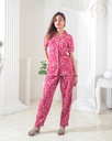 Floral Maroon Print - Front Open PJ Set