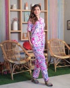 Floral Purple-Mix Print - Front Open Pajama (MTFB1v04) 