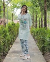 Sea Green Floral Print Long Polo Pajama (MTP1v05)