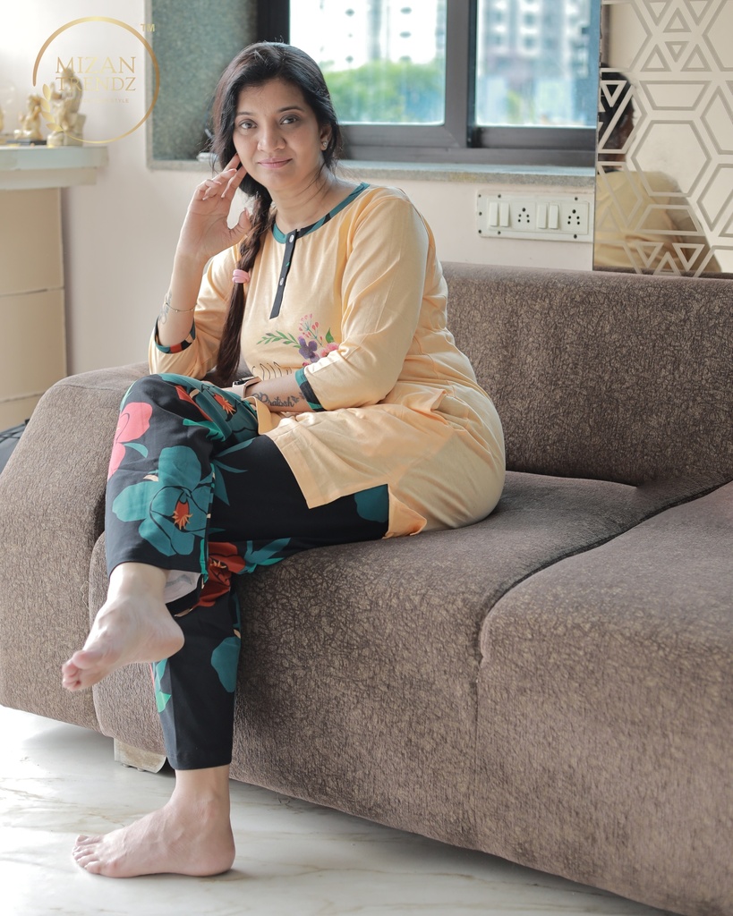 Good Vibes Yellow Long Polo Pajama (MTP1v12)