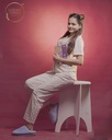 Peach-White Tartans Design Pajama Set (MTF2v08)  