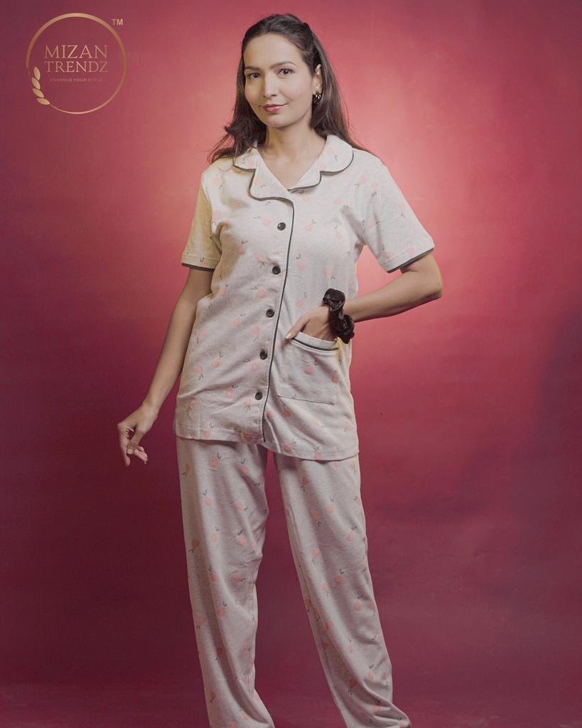 Cadet Gray Pear Fruit design - Pajama Set (MTF2v12)