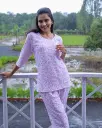 Ditsy Floral White-Pink Co-ord Set (CS1v16)