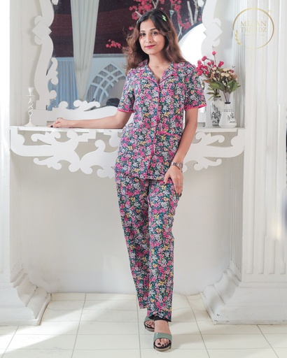 Rainbow Floral Print - Front Open Pajama (MTFB1v02) 