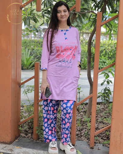 Purple Blossom Long Polo Pajama (MTP1v10)