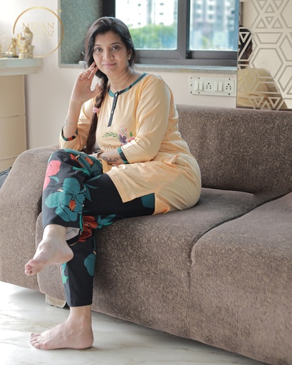 Good Vibes Yellow Long Polo Pajama (MTP1v12)