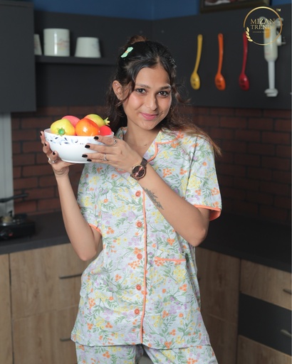 Flower Print - Front Open Pajama (MTF1v09)